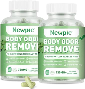 Body Deodorizing Supplement, Chlorophyll Capsules for Skin Body Odor, Fresh Breath & Gut Odor Control for Men & Women | Vegan with Parsley Leaf Green Tea, Gluten Free, 60 Capsules 2