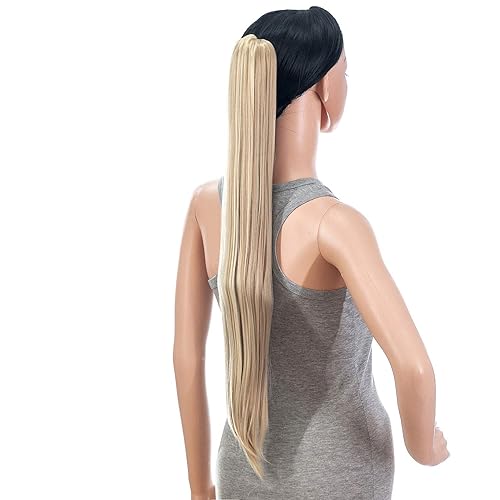 Miniatura 3 de Extensiones de pelo sintético SWACC con clip de pinza de 28 pulgadas de largo, lacio, para mujer