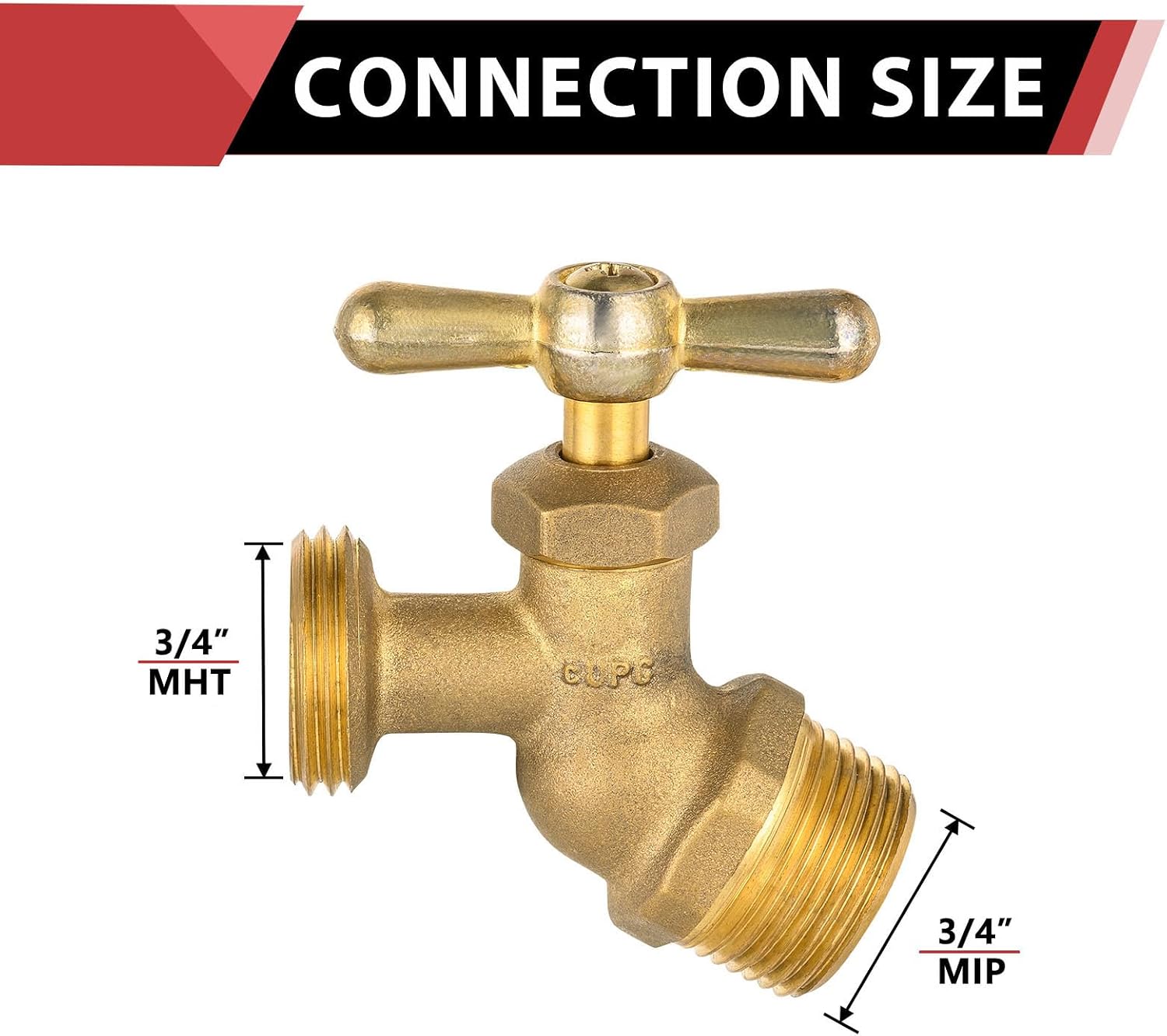 EFIELD 5-Pack 3/4" MIP Inlet ×3/4" MHT Brass No-Kink Hose Bibb Garden Hose Faucet for All Purpose, No Lead Brass,(BIBCOCK014)