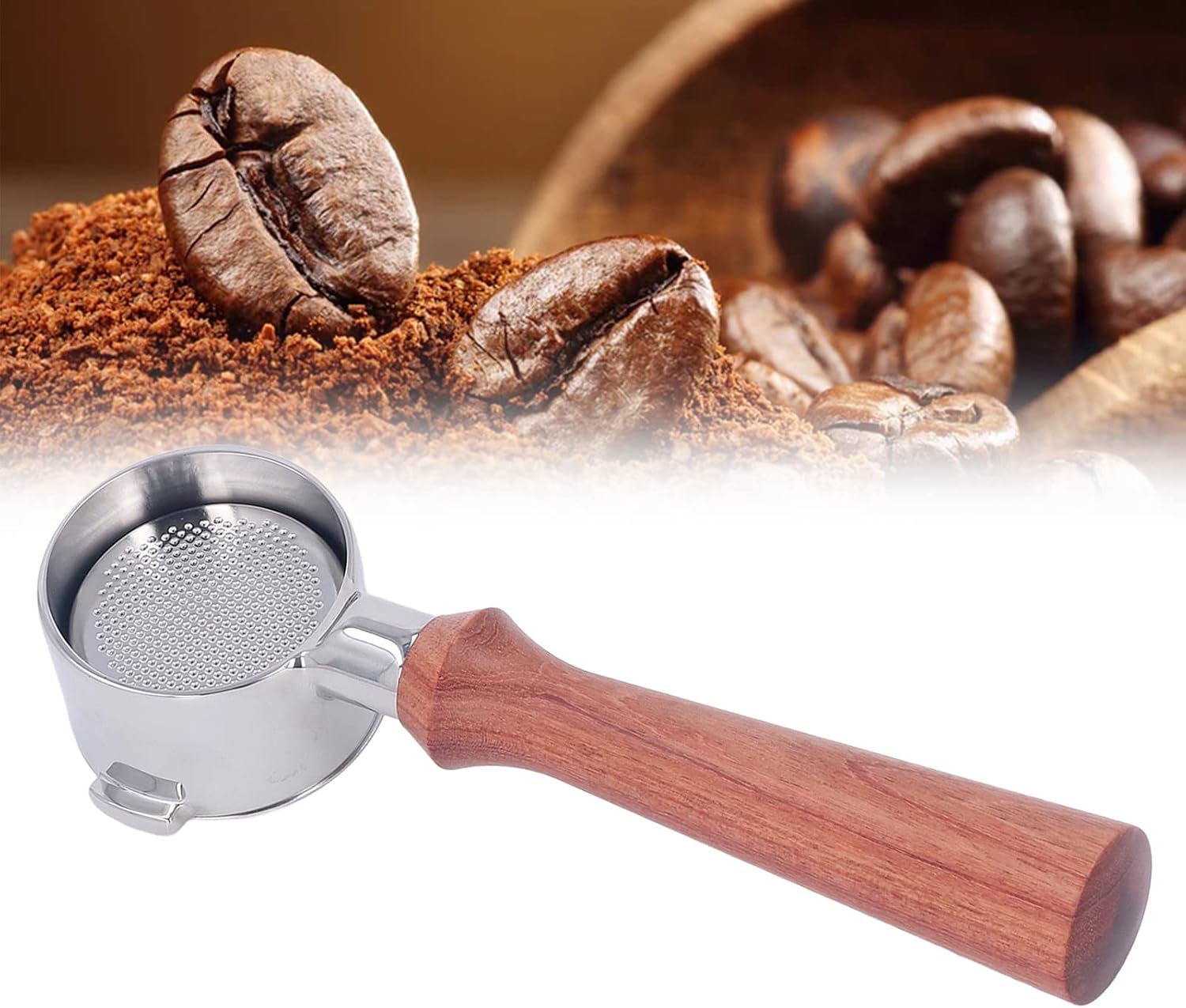 51mm Portafilter 2 Ears Bottomless Coffee Handle Stainless Steel Replacement Parts Bottomless portafilter for ECO310 (F Rosewood)
