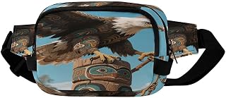 Totem Eagle Large‑Capacity Casual Belt Bag | Adjustable Lightweight Waist Bag with Zipper, Multiple‑Compartments Portable Fanny Pack for Travel, Hiking, Fishing