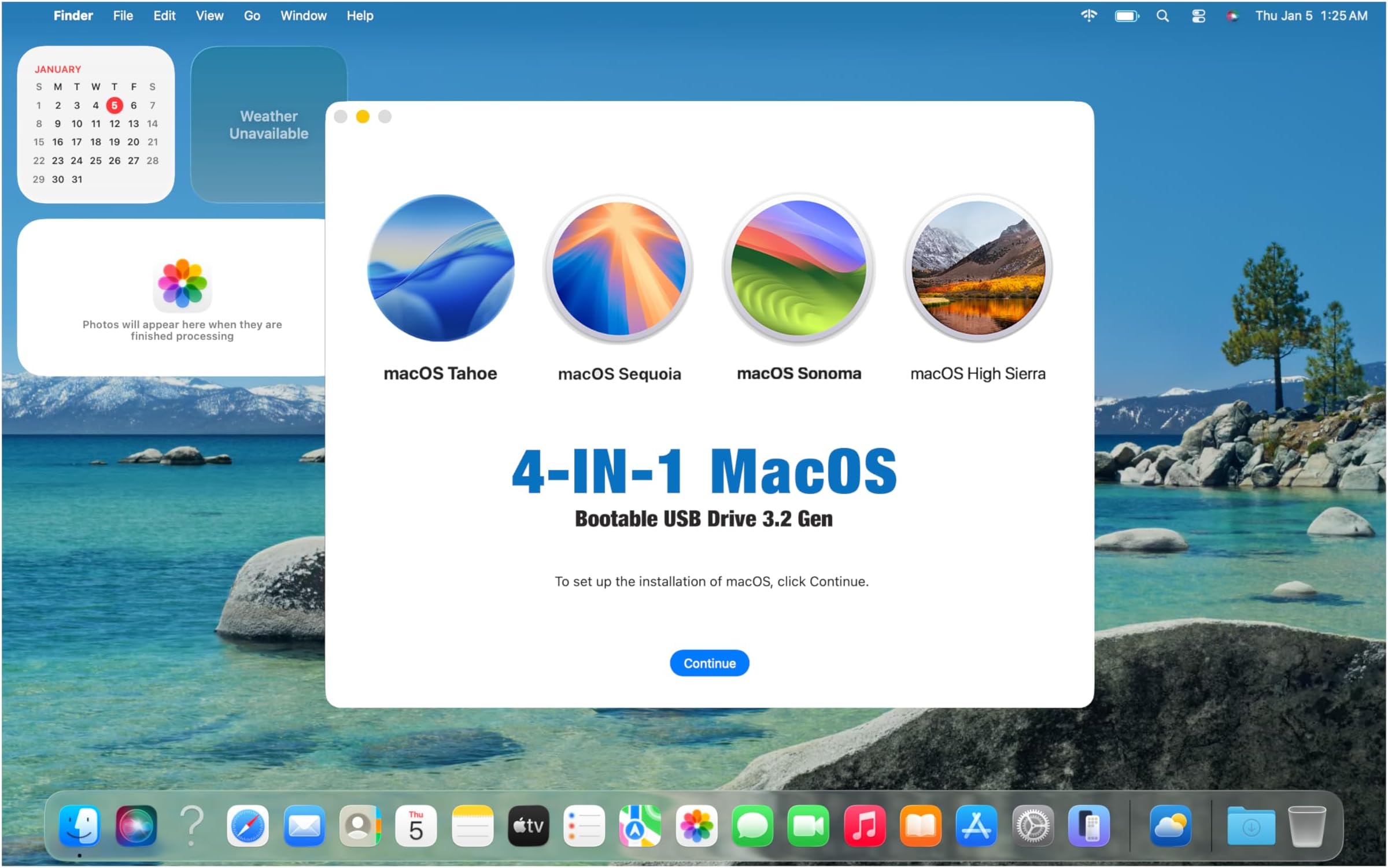 4-IN-1,Bootable MacOS Tahoe 26、MacOS Sequoia 15、Sonoma 14、High Sierra 10.13.6, USB Drive 3.2, Reinstall/Recovery/Restore Mac OS X