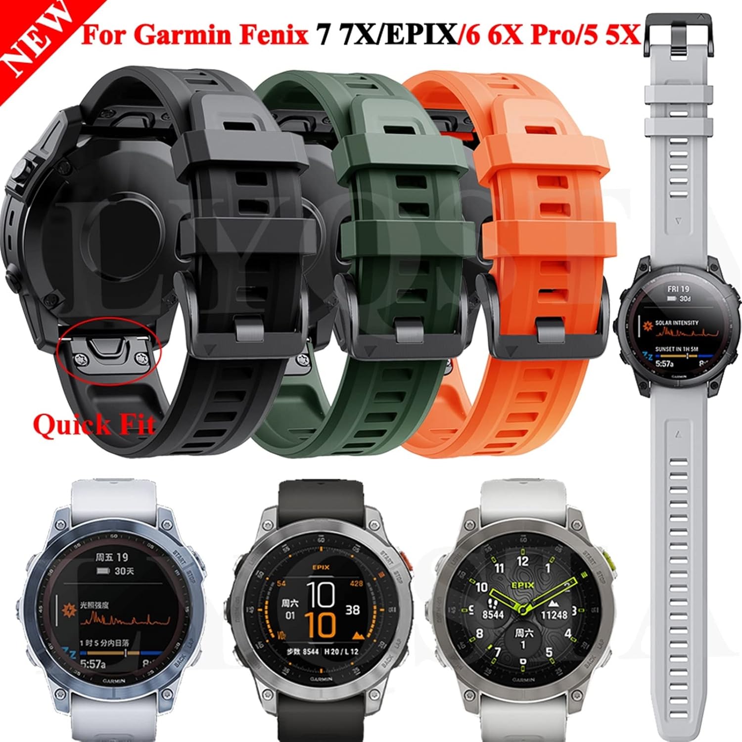 QuickFit 26 22mm Smart Orinigal Straps For Garmin Fenix 7 7X EPIX 6 6X Pro 5 5X 3HR 945 Silicone Smartwatch Wrist Bands Bracelet