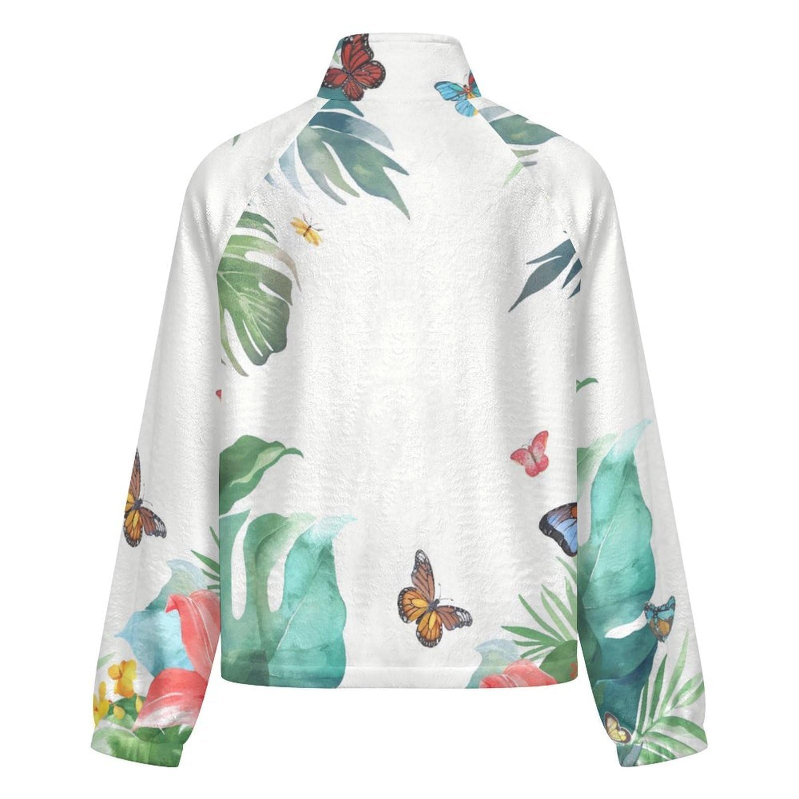 OFFSUM Chaqueta Polar Para Mujer - Flores Y Mariposasabrigo De Talla Grande Para Otoño E Invierno, Tops, Cárdigan, Ropa De Calle De Moda Para Exteriores, Resistente Al Viento, Ropa De Senderismo
