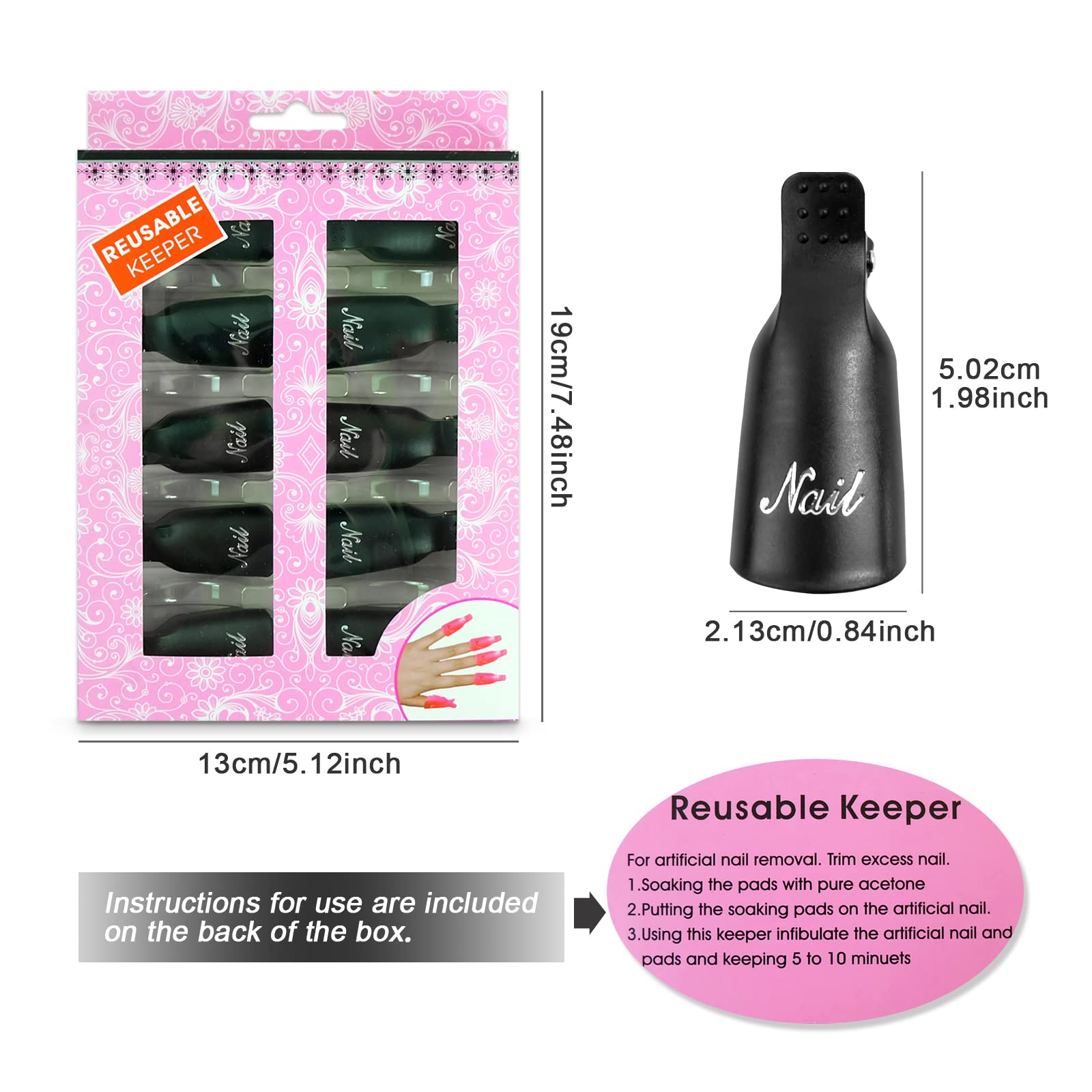 Hanyousheng Spinki do usuwania lakieru do paznokci, 10 sztuk czarnych klipsów do paznokci, klamra do paznokci, nakładka żelowa, soak off Clip Cap UV żel polerski środek do usuwania wrap Nail Tool