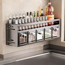 Over Stove Spice Organizer Shelf,Sturdy Steel Seasoning Organizer for Pantry Spice,Can be Wall-Mounted or Placed on a countertop,Stainless Steel Spice Rack40x10.7x12.3cm/15.7x4.2x4.8in