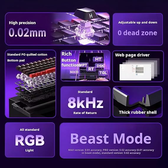 Aula Win60 He Manyetik Klavye Rapid Trigger Graywood Swtich 8000Hz RGB TKL Hot Swap Oyuncu Klavyesi Siyah
