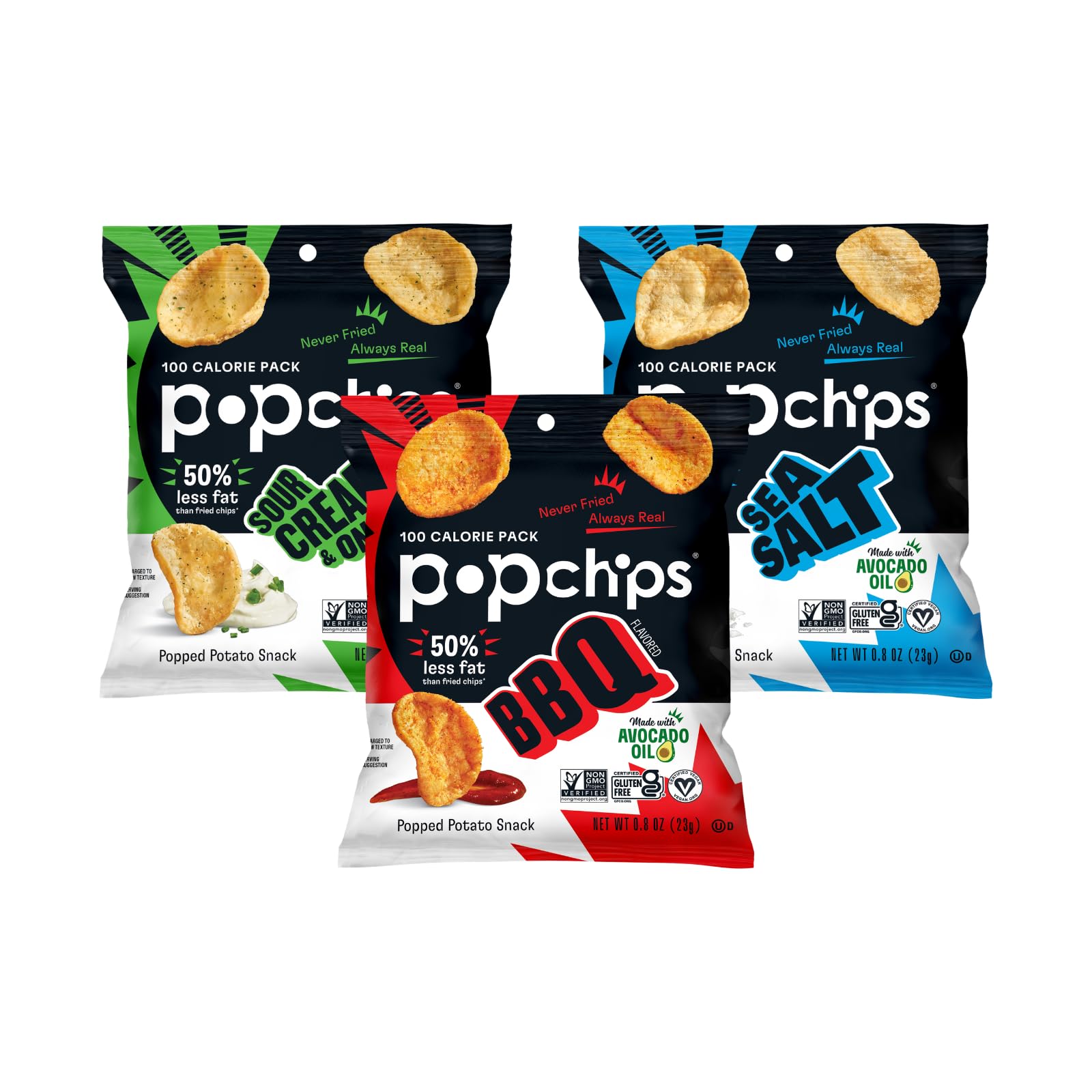 Amazon.com: Popchips Variety Pack - Baked Potato Chips 0.8 OZ