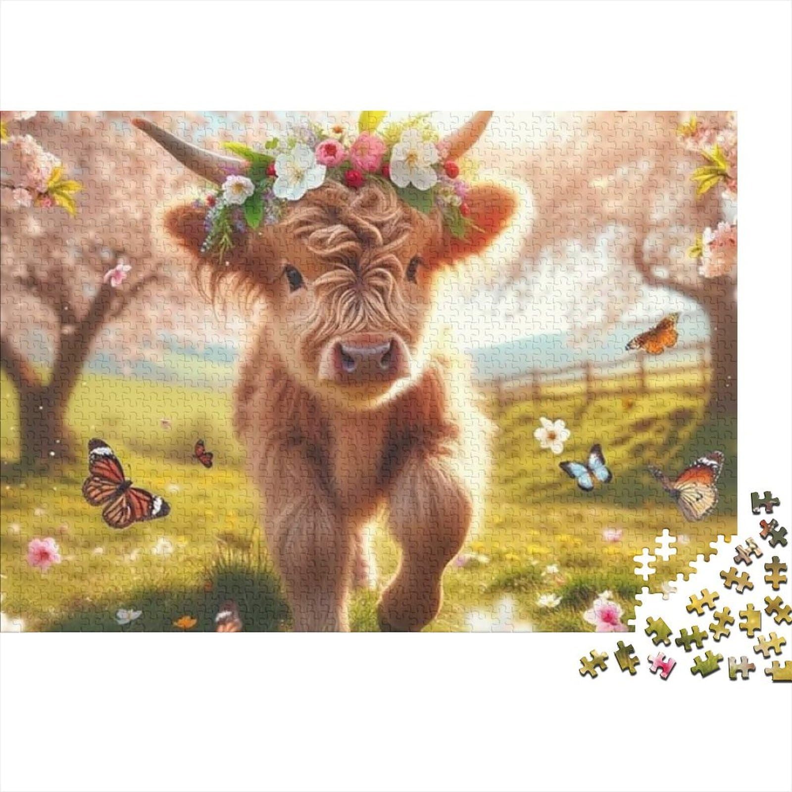 Puzzle de vaca Highland de 1000 piezas con encaje preciso de papel para decoración 8