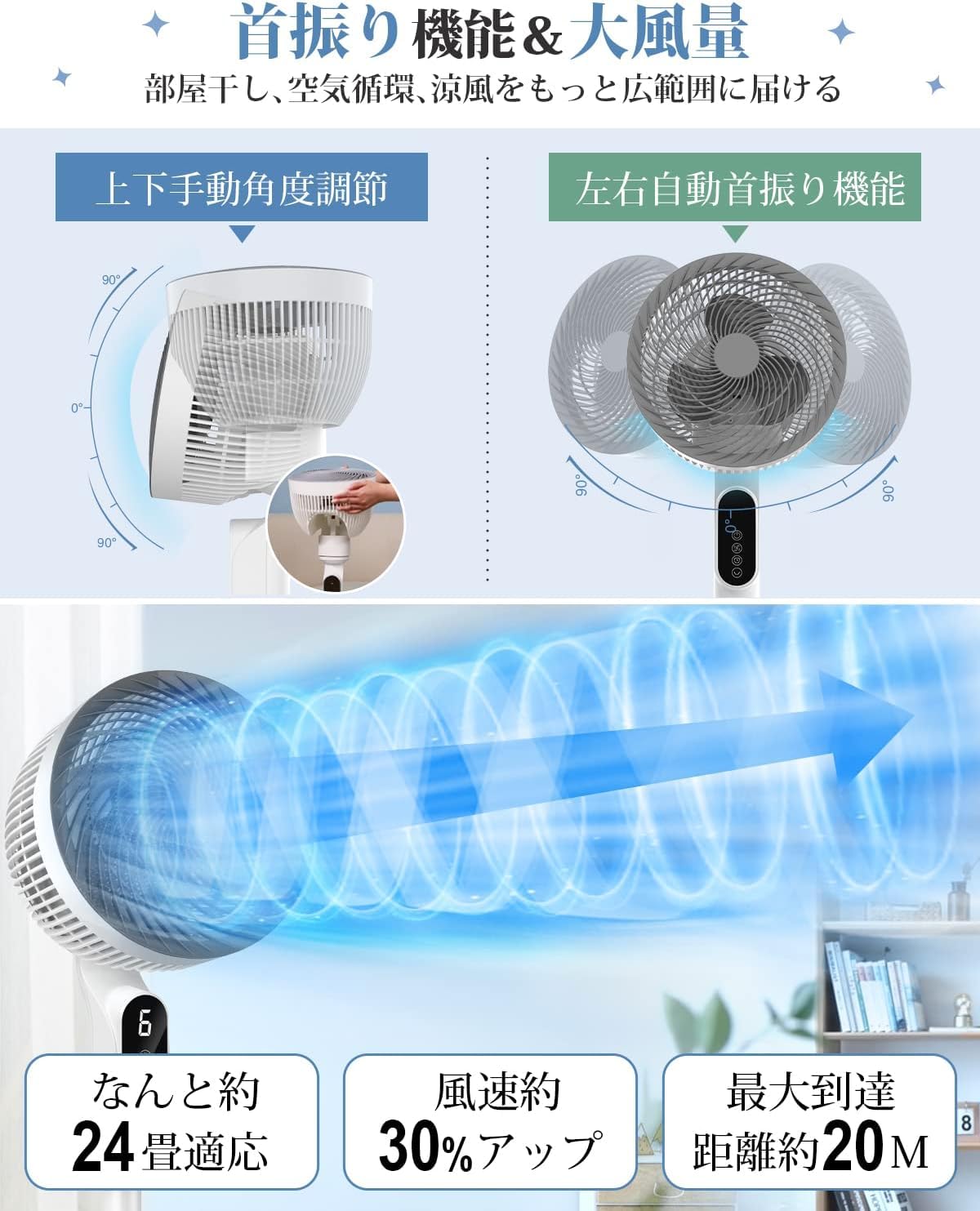 扇風機 サーキュレーター 兼用 風量6段階調節 XH2105Y Amazon | 扇風機 サーキュレーター 兼用 節電対策 風量6段階調節 静音