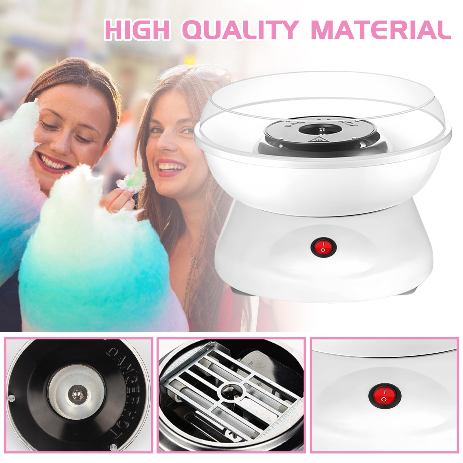 Machine À Barbe À Papa, Cotton Candy Machine, Machine À Bonbons En Coton, Électrique Candy Floss Maker 450w Avec Accessoires Pour Anniversaire Diverses Fêtes Facile À Utiliser Et À Nettoyer