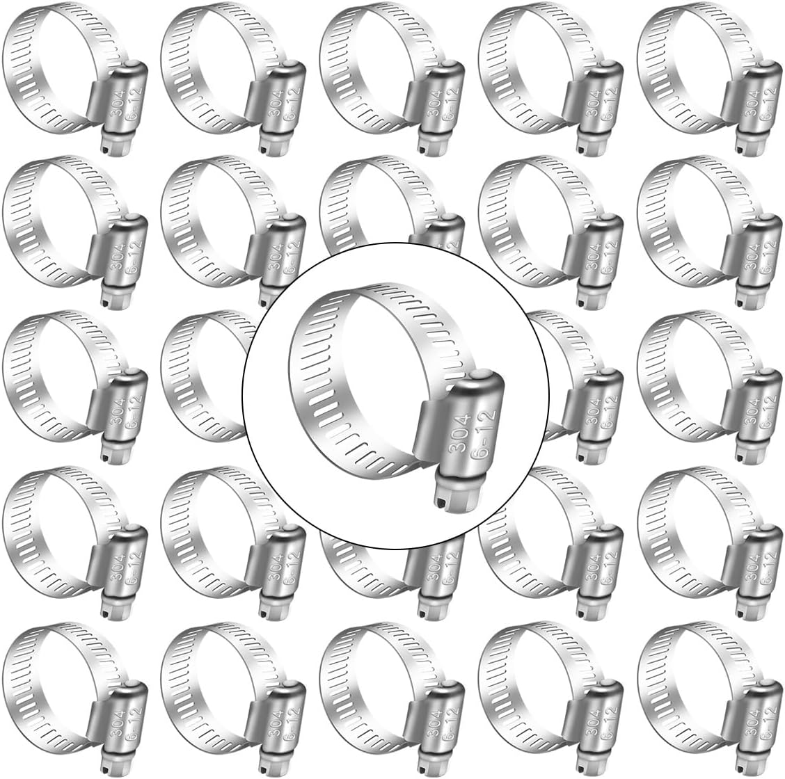 Hose Clamp Set, Glarks 40 Piece, 304 Stainless Steel Adjustable 8-38 Mm Assortment Worm Gear Hose Clamps, Fuel Line Clamp For Water Main, Sanitary - View #11