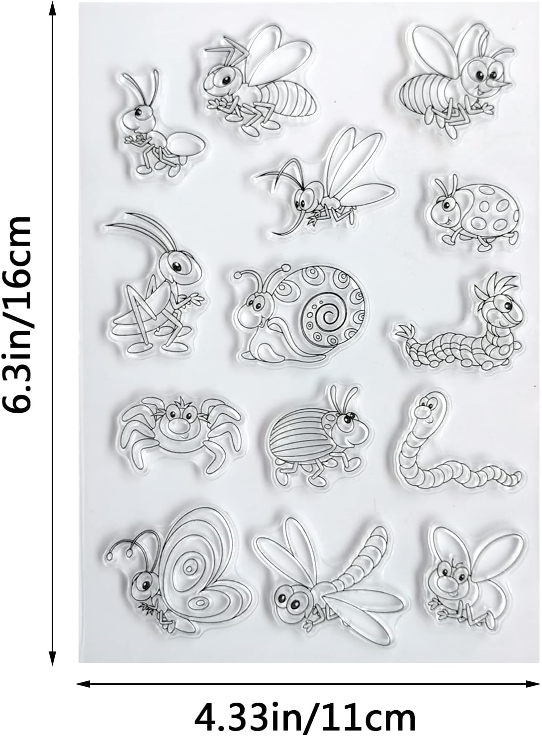 Various Insects Clear Stamps for Card Making, Butterflies Bees Ladybug Ants Snails Dragonflies Rubber Stamp for DIY Scrapbooking, Album Decoration, Paper Craft