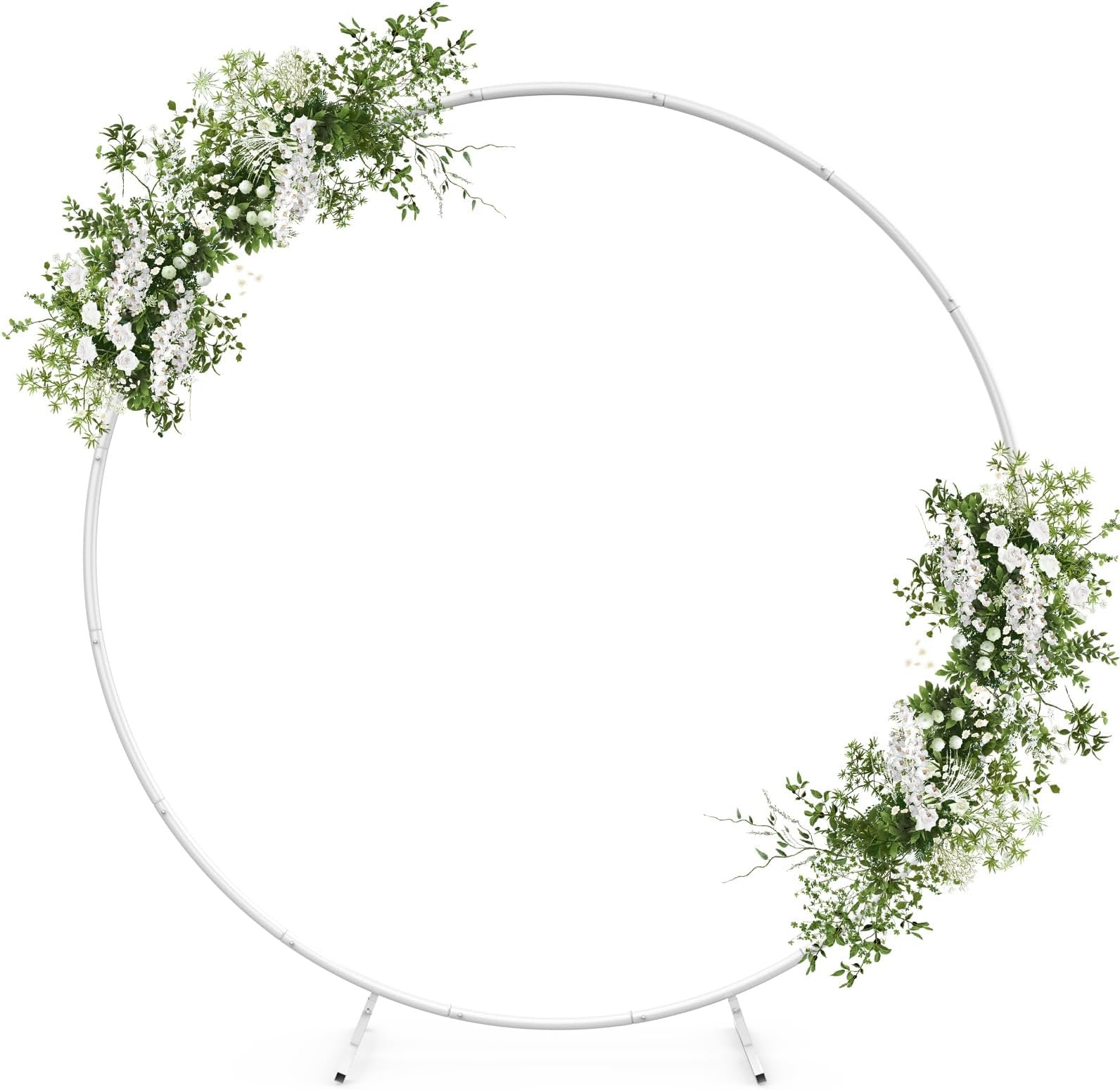 Wedding Arch Round Backdrop Stand, 6.6ft White Wedding Balloon Circle Arch Frame Stand for Birthday, Backdrop Stand for Parties, Bridal Shower Anniversary Ceremony Candy Tables Celebration White