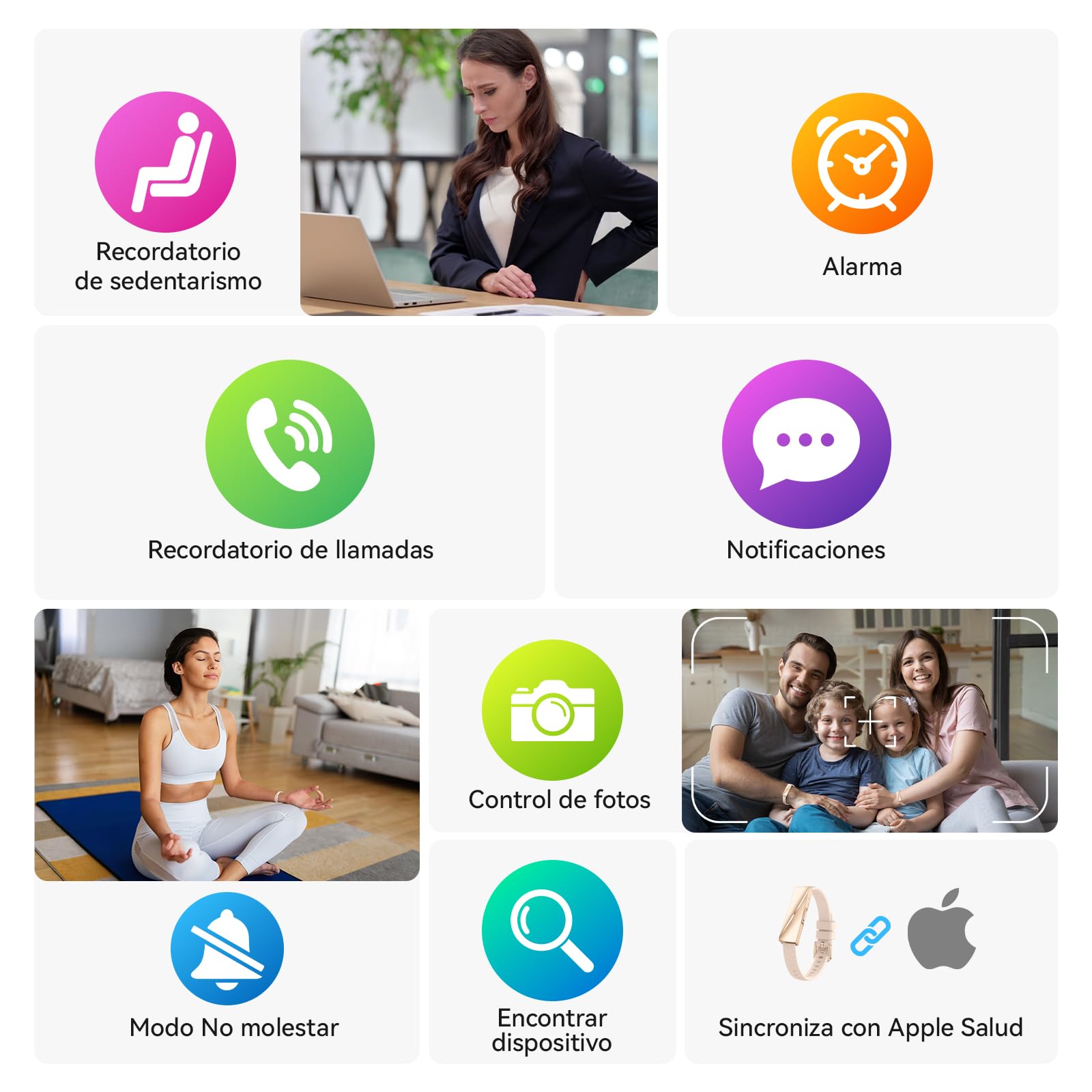 Pulsera de Actividad Deportiva y Elegante sin Pantalla | Monitoreo 24/7 de Actividad, Sueño & Frecuencia Cardíaca, Modo Multideporte, Batería 15 Días, Resistente al Agua IP68