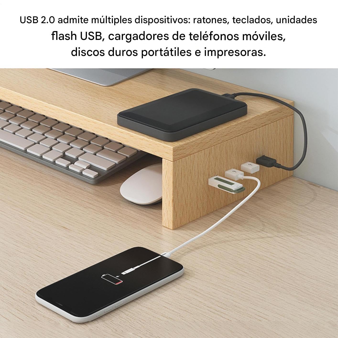 Genérico Elevador de Monitor - Base Elevadora Con 4 Puertos USB