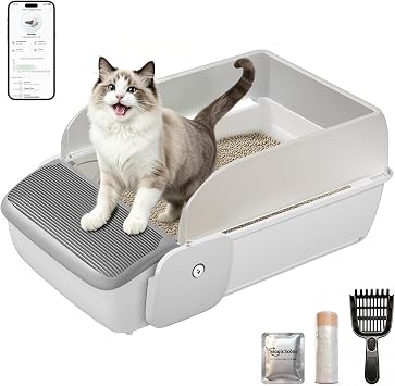 Self Cleaning Cat Litter Box, Open Top Automatic Litter Box, App Control