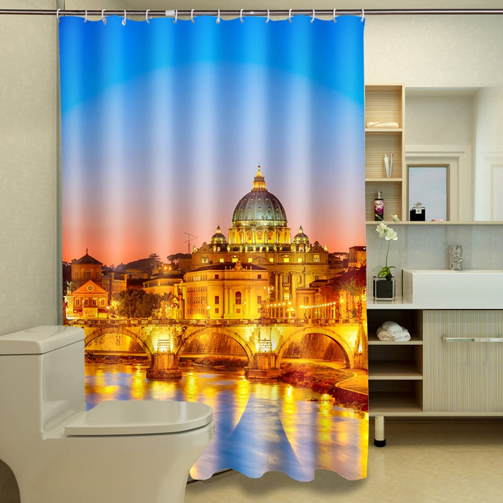 Rideau de douche japonais 200x180cm bleu jaune KnSam