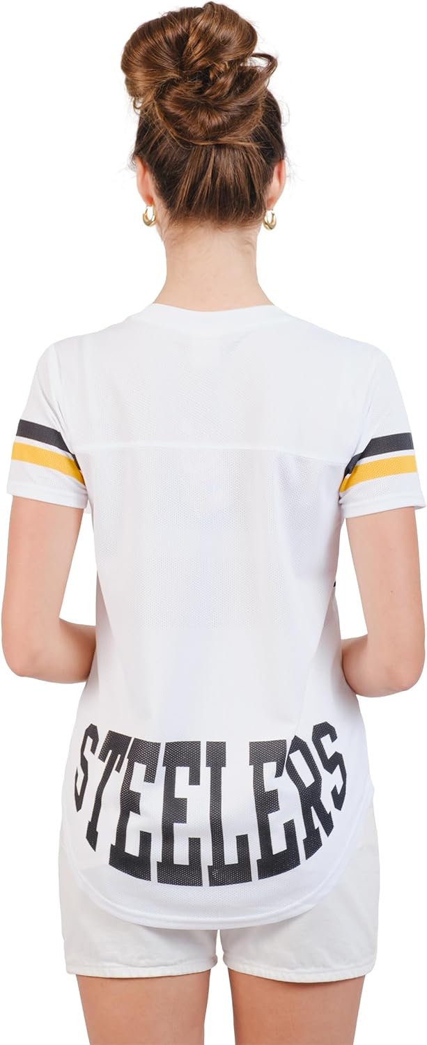 Ultra Game Women's NFL Official Soft Mesh Varsity Stripe T-Shirt - Image 2