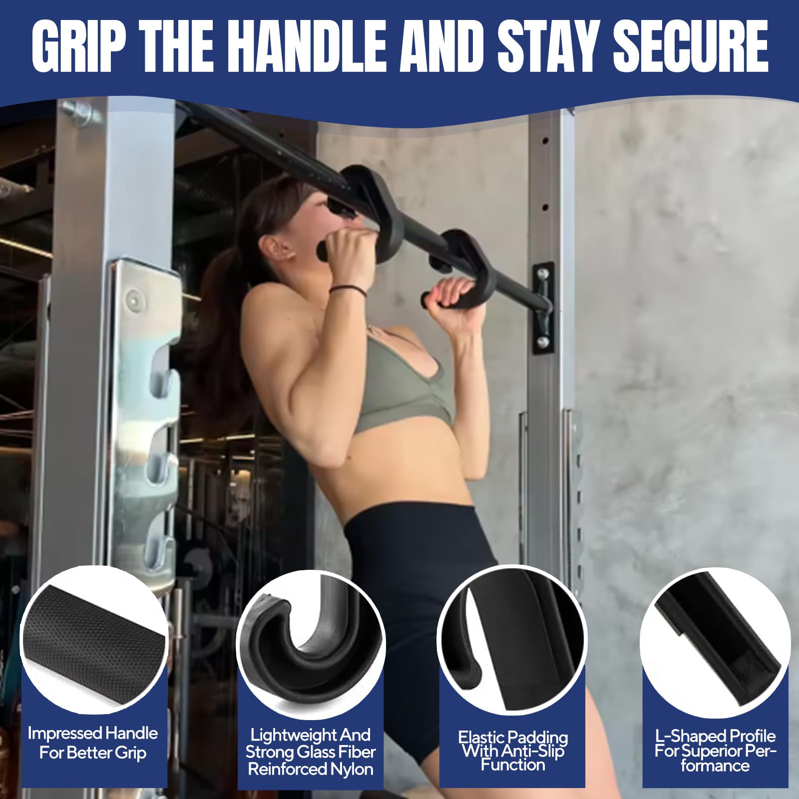 2 Stück Double D Fitness Griffe, 90°-Haken Klimmzug Griffe, Neutral Grip Griffbefestigung, Pull Up Grips, Home Gym Zubehör für Klimmzugstangen, Rückentraining, Langhanteln,Kabelzug-Aufsatz（Schwarz）