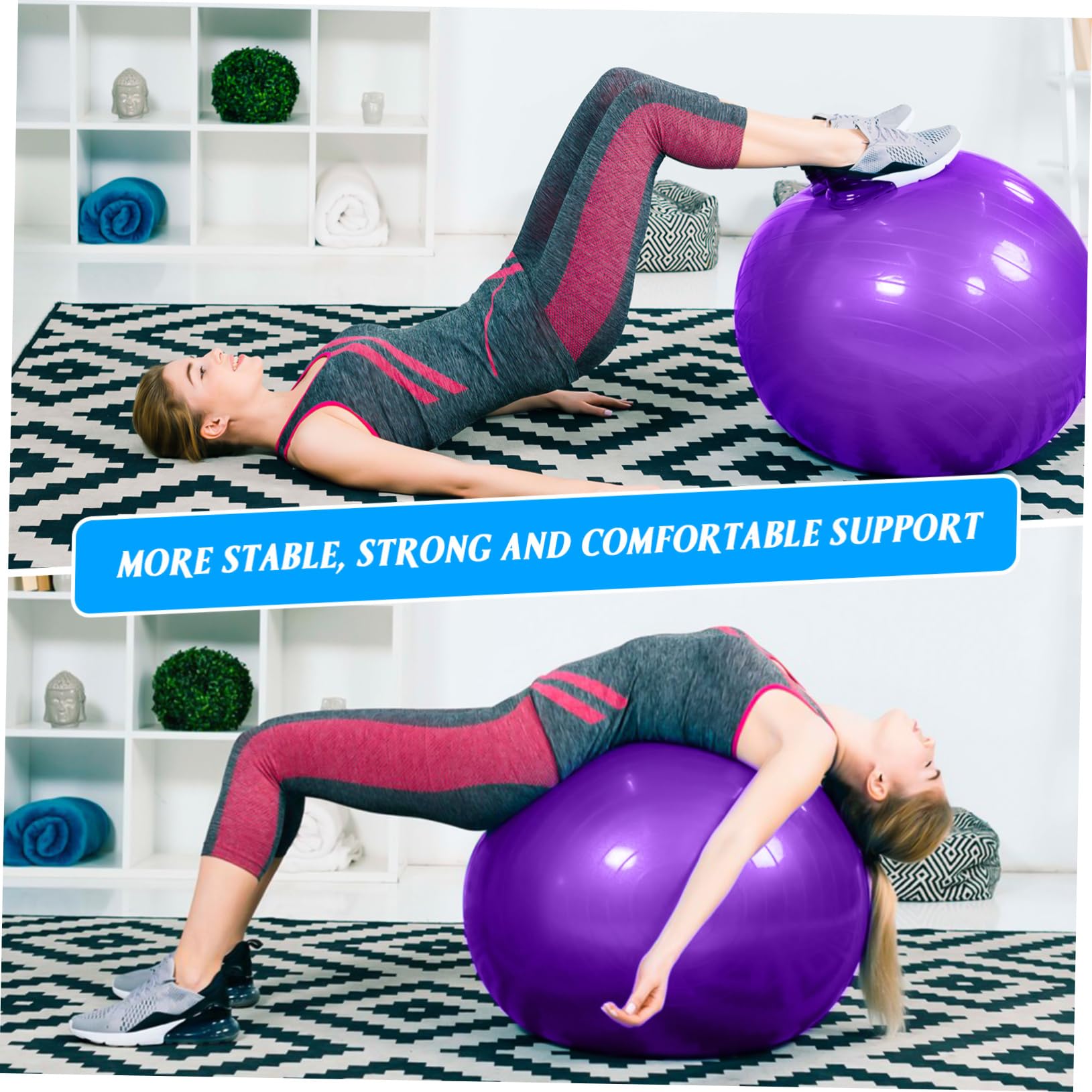 ibasenice Lila Yoga Ball Gymnastikball aus PVC mit Pumpe für Übungen