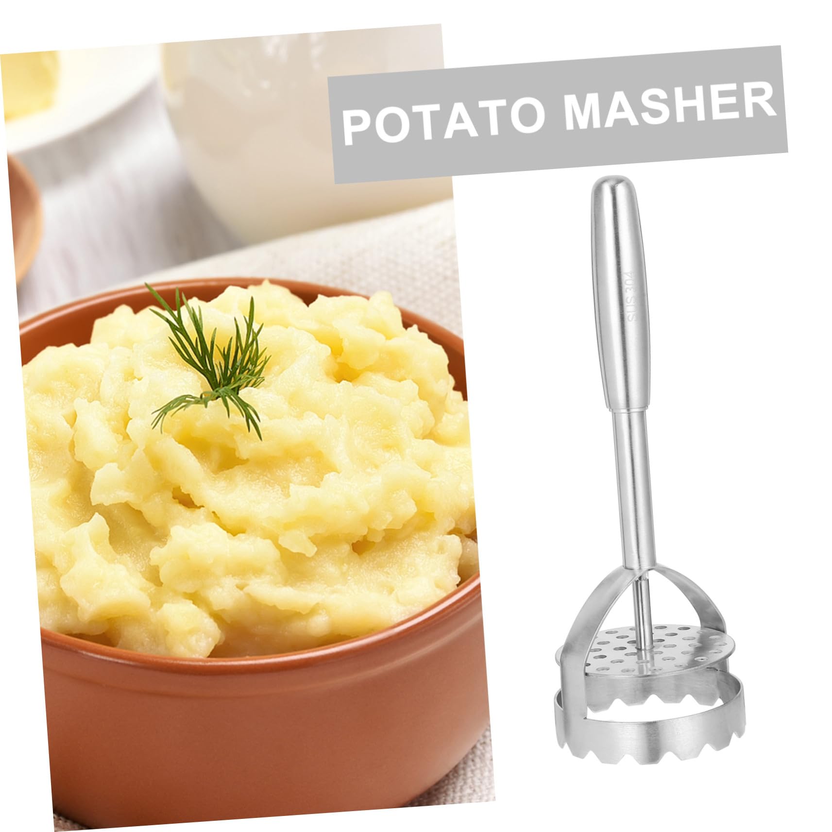 Kartoffelstampfer aus Edelstahl Silber, Multifunktionales Küchenwerkzeug