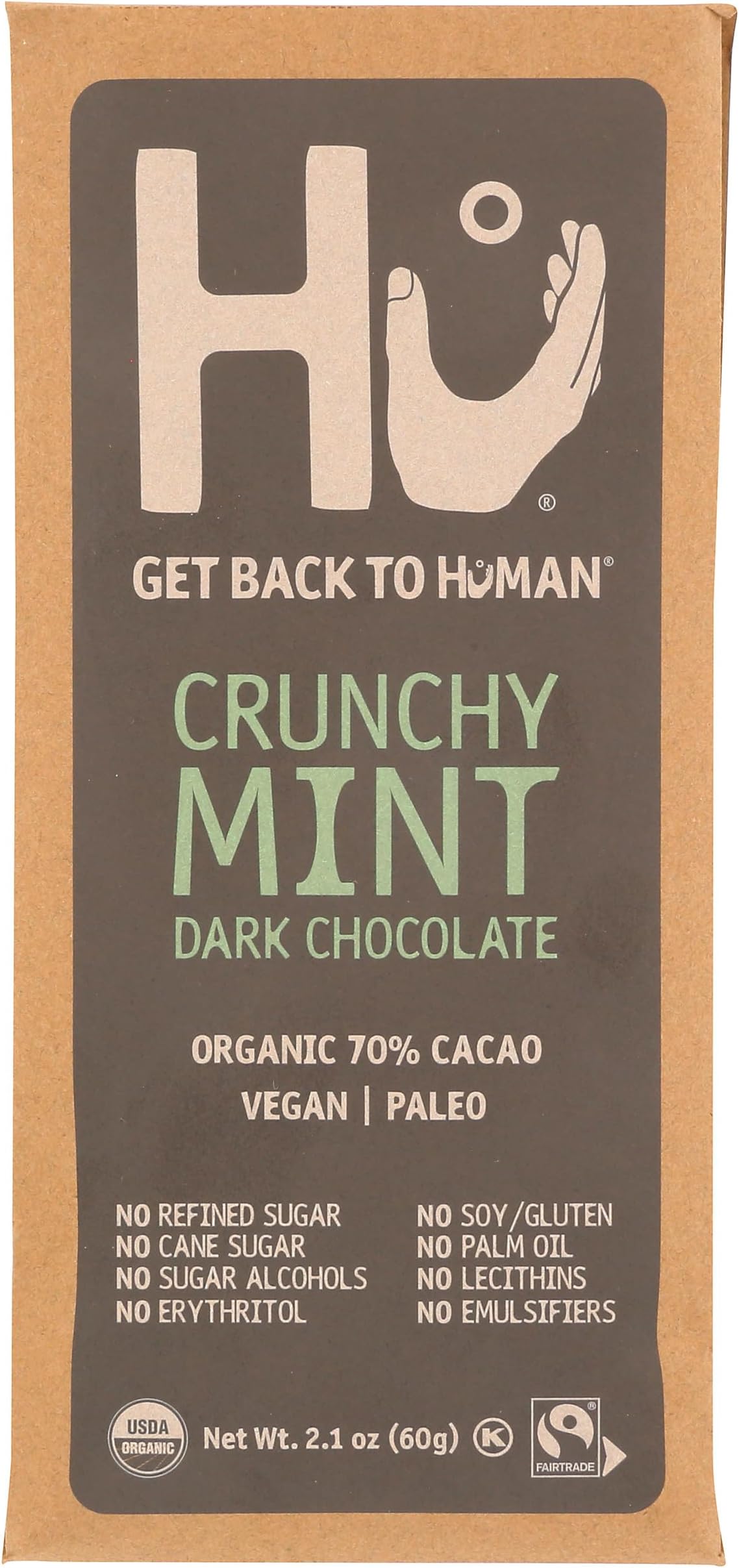 Hu Kitchen, Bar Chocolate Crunchy Mint Organic, 2.1 Ounce