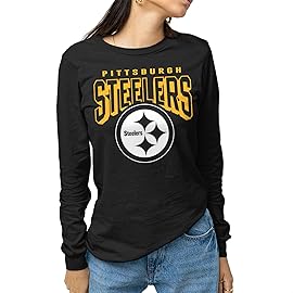 Junk Food Clothing x NFL - Pittsburgh Steelers - Bold Logo - Unisex Adult Long Sleeve T-Shirt for Men and Women - Size Small