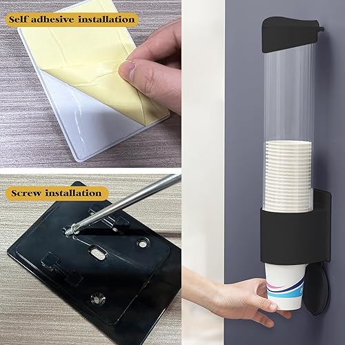 Miniatura 3 de Dispensador de vasos de papel desechable de tracción media, dispensador de tazas para tazas de cono o fondo plano de 5 oz a 7 onzas, dispensador de