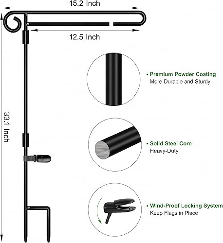 Miniatura 3 de Soporte para bandera de jardín, soporte de bandera de patio para banderas pequeñas de 12 x 18, letrero de jardín con estacas para exteriores, poste