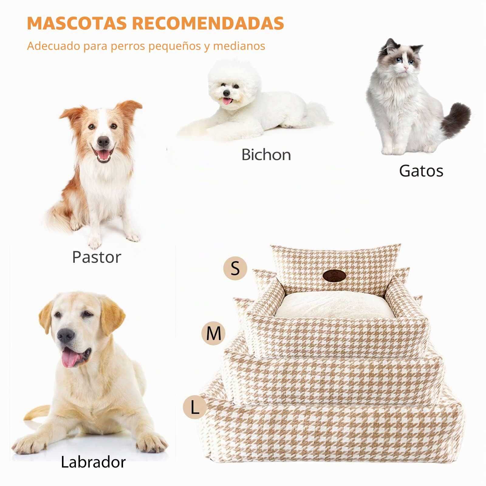 PETCUTE Cama para Perros Medianos y Grandes,Super Cómoda Camas para Mascotas con Fondo Antideslizante,Sofá Cama Ortopédica para Perros con Funda Desenfundable y Lavable