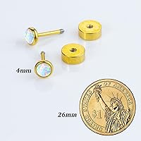 Vista 6 de SmileBelle 2 pares de aretes de perlas, aretes de titanio con parte trasera plana, rellenos de calcetín para mujer, aretes hipoalergénicos para Gold