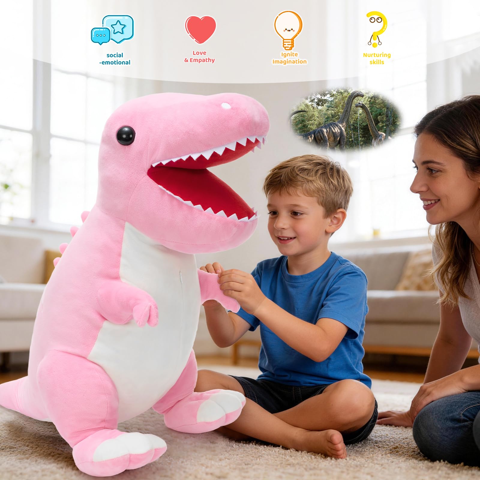 MorisMos Peluche a forma di dinosauro gigante, alto 80 cm, morbido, giocattolo per bambini, regalo di Natale e compleanno