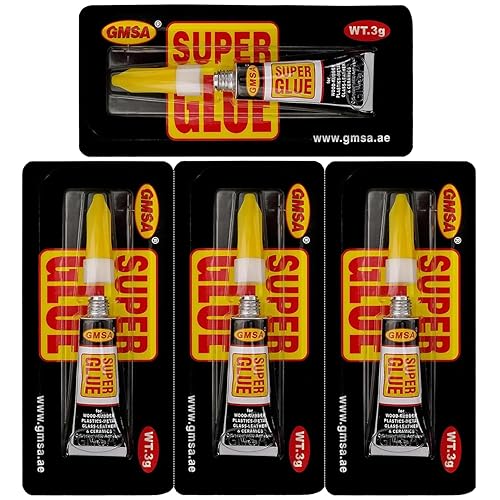 Paquete de 4 Súper Pegamento Multiusos, Adhesivo Más Rápido y Resistente 3g (0.11 oz) Reparación Instantánea Unión Irrompible, Líquido