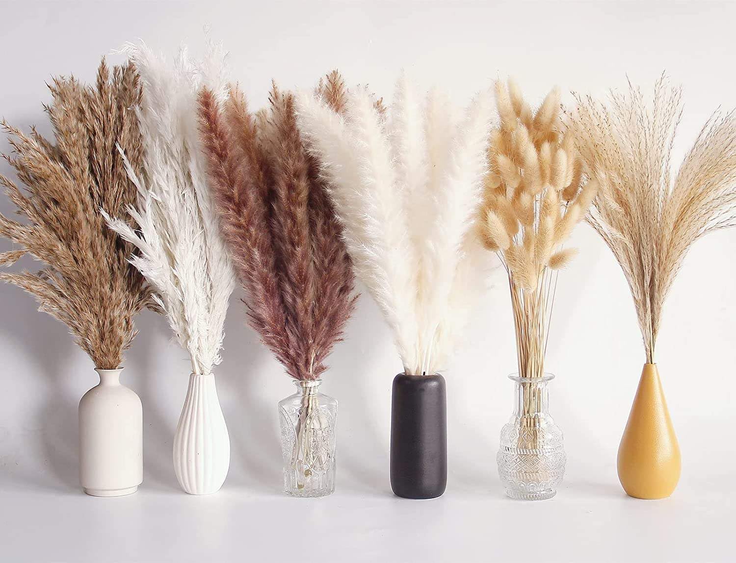 Pampasgras Boho Dekor, Getrocknetes Pampasgras Kaninchenschwanzstrauß für Vase Home Wedding Decoration(30pcs)