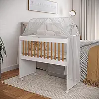 Mini Berço Com Colchão E Suporte Para Mosquiteiro Multifuncional 5x1 Rodízios Chiqueirinho (Branco E Marrom)