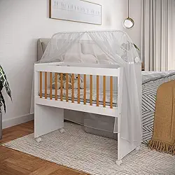 Mini Berço Com Colchão E Suporte Para Mosquiteiro Multifuncional 5x1 Rodízios Chiqueirinho (Branco E Marrom)