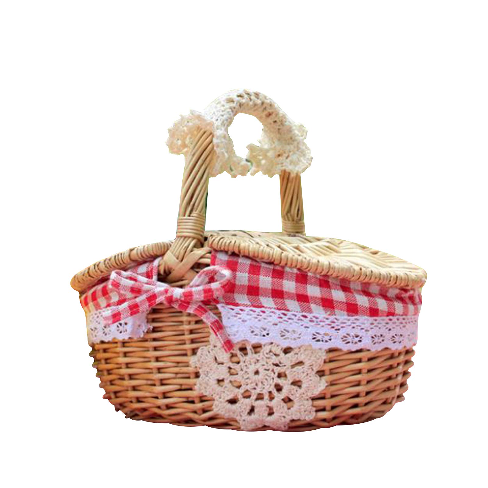 Dytabepl Panier Pique-Nique En Osier Naturel 26x18x15 Cm Avec Couvercle Et Doublure – Style Champêtre Élégant