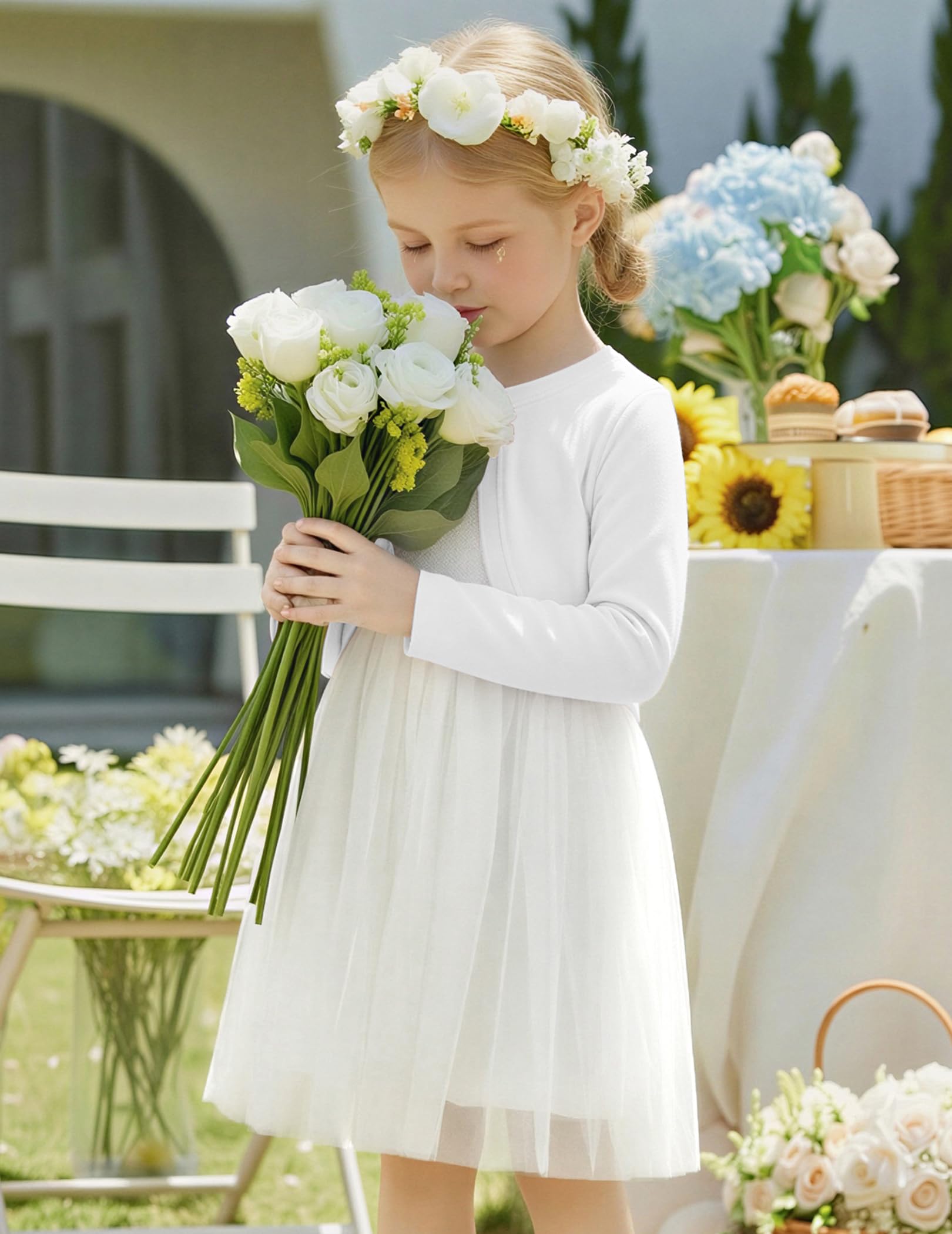 Arshiner Cárdigan para Niña Festivo Bolero de Algodón Chaqueta de Comunión con Botón de Diamante 5-13 años — view 4