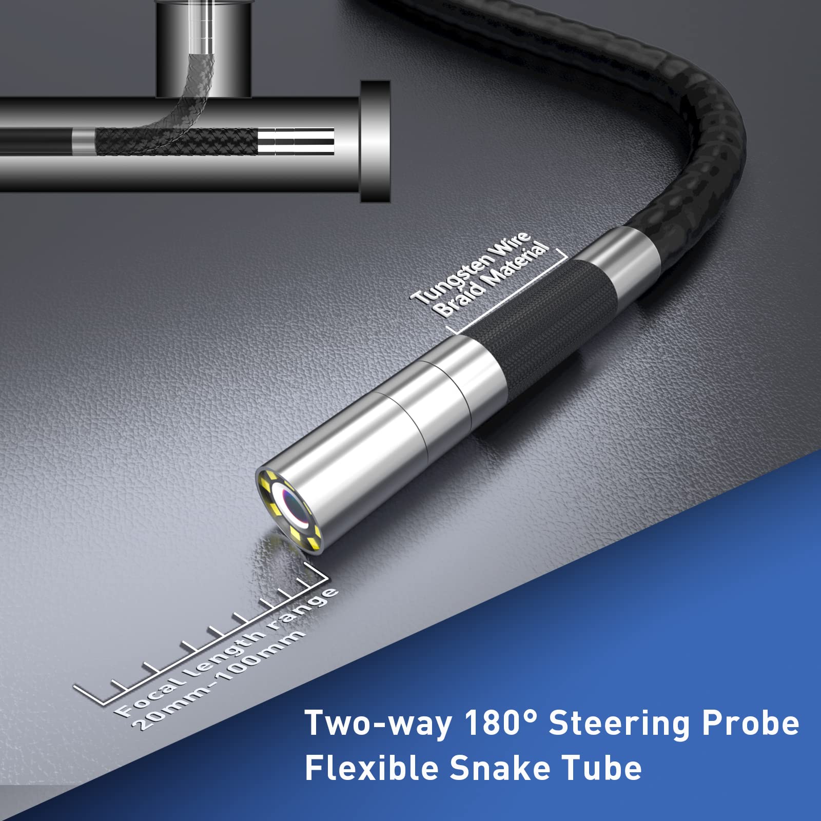 Ralcam Endoskopkamera mit Licht Endoskop - 720P HD Inspektionskamera 4,5'' IPS LCD Bildschirm Industrial Endoscope mit 5,5 mm Teleskopkamera, 6 Adjustable Kamera Licht, 6000mAh Akku, Werkzeugkasten