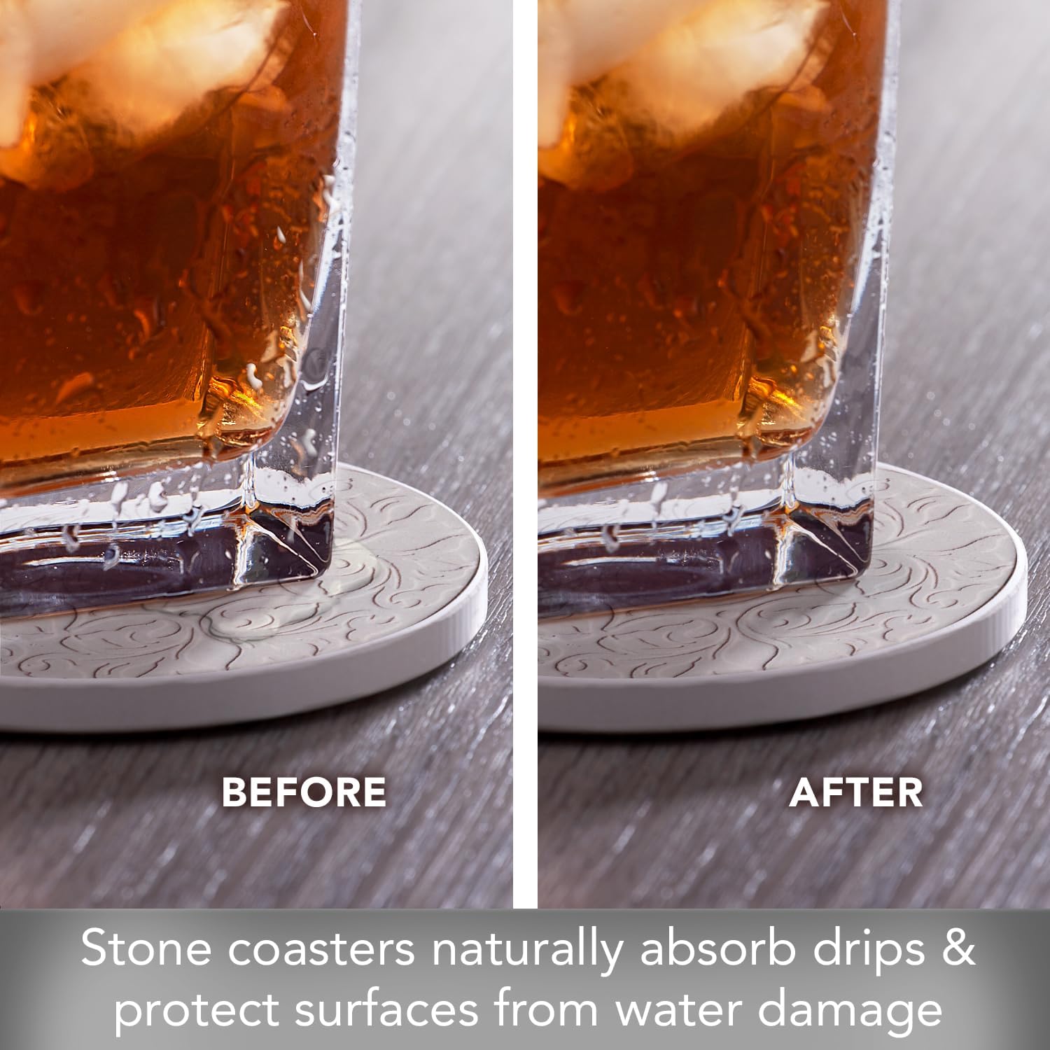 Thirstystone Victorian Lace 4 Pack Embossed Stone Coaster Set Manufactured in The USA Absorbent Classic