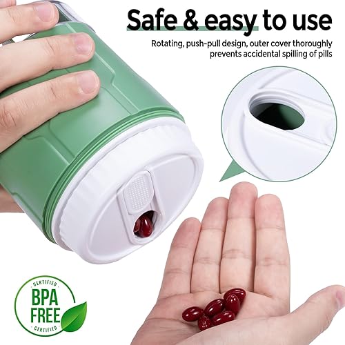 Miniatura 7 de Organizador de suplementos extragrande, botella organizadora semanal diaria de píldoras, dispensador de píldoras con 7 compartimentos grandes,