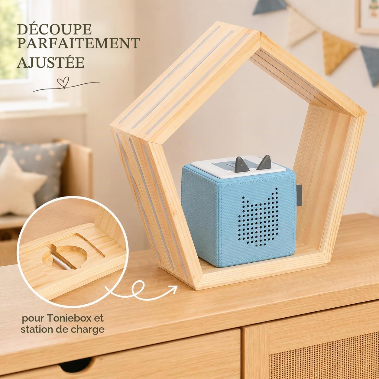 Baby Vivo Étagère pour boîte à Musique pour Enfant - Rangement Magnétique Accessoires Toniebox Support kit de Démarrage - Compatible avec Toniebox - Étagère Murale Chambre Enfant - Pentagon