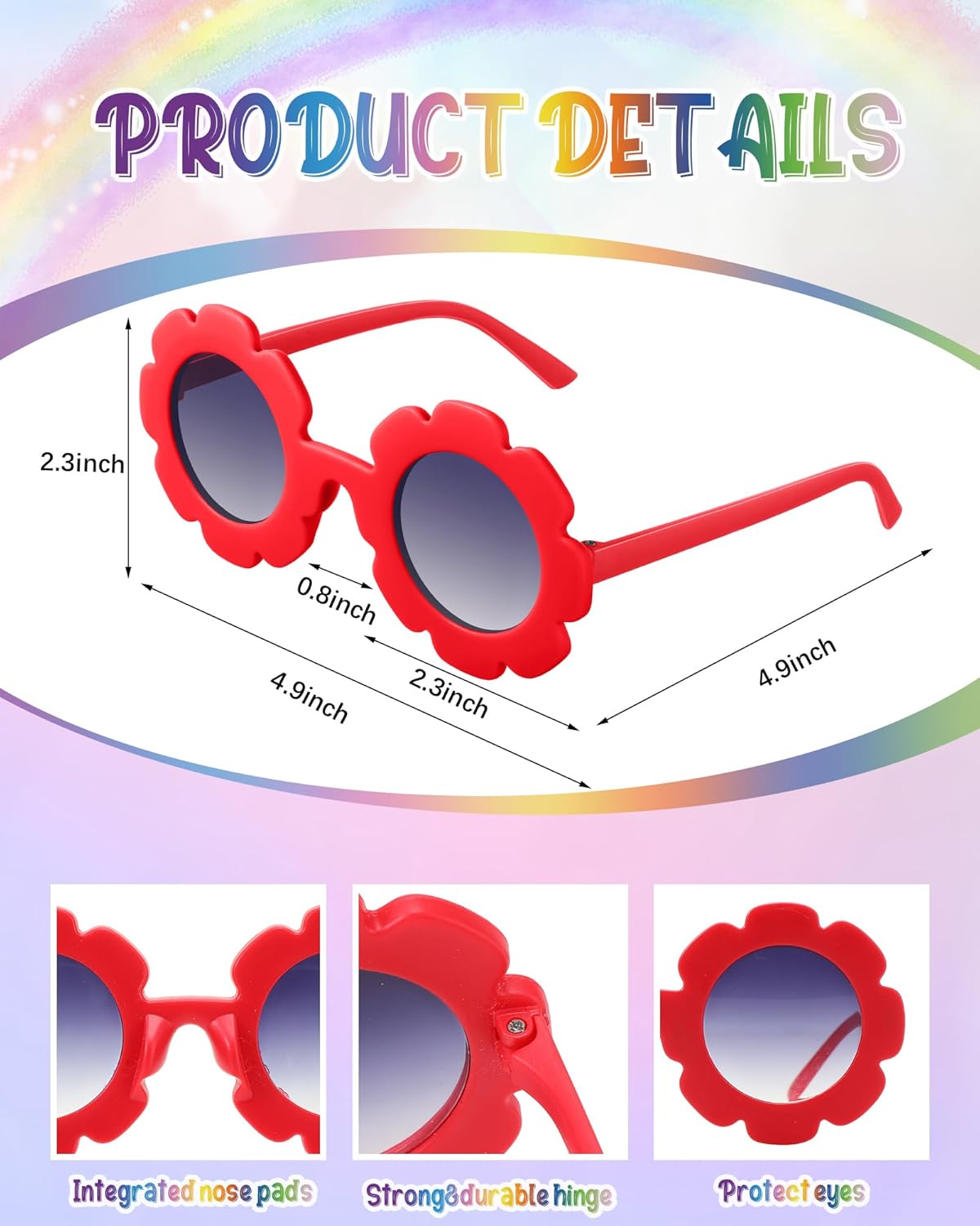 Miniatura 3 de Cunno Monedero para niños pequeños para niñas pequeñas, lindo bolso cruzado de princesa con solapa para niños con gafas de sol redondas de flores