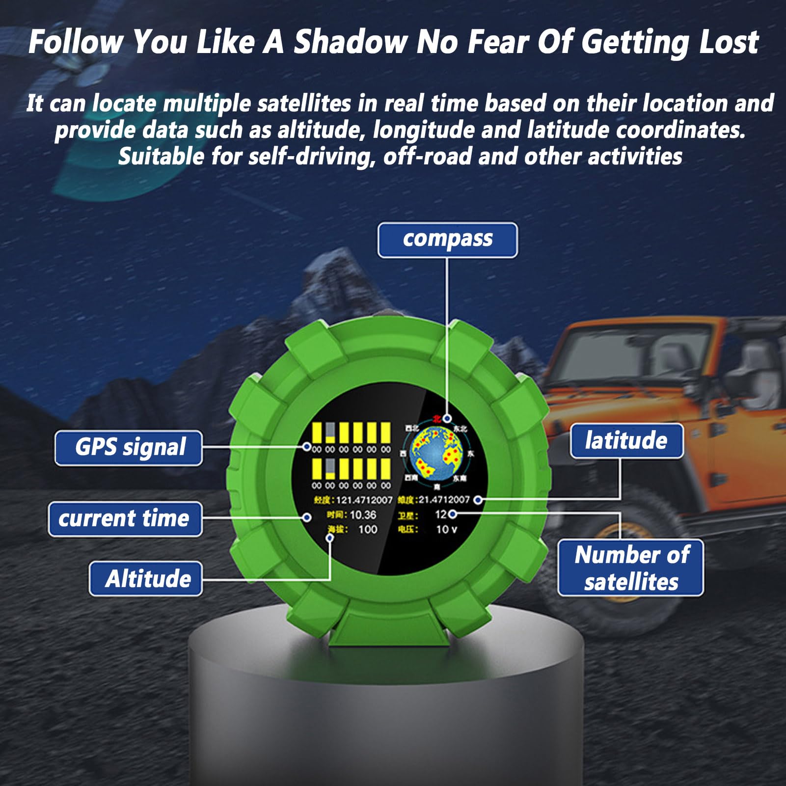 Head Up Display GPS Per Auto Universale, Bilanciatore Di Pendenza Del Livello Dell'auto, Velocità, Altimetro, Bussola, Ora, Strumento Per Auto Con Display HD Di Tensione