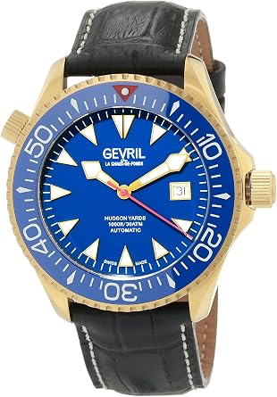 Gevril Hudson Yard Mens Swiss Automatic Watch, Genuine Italian Leather Strap