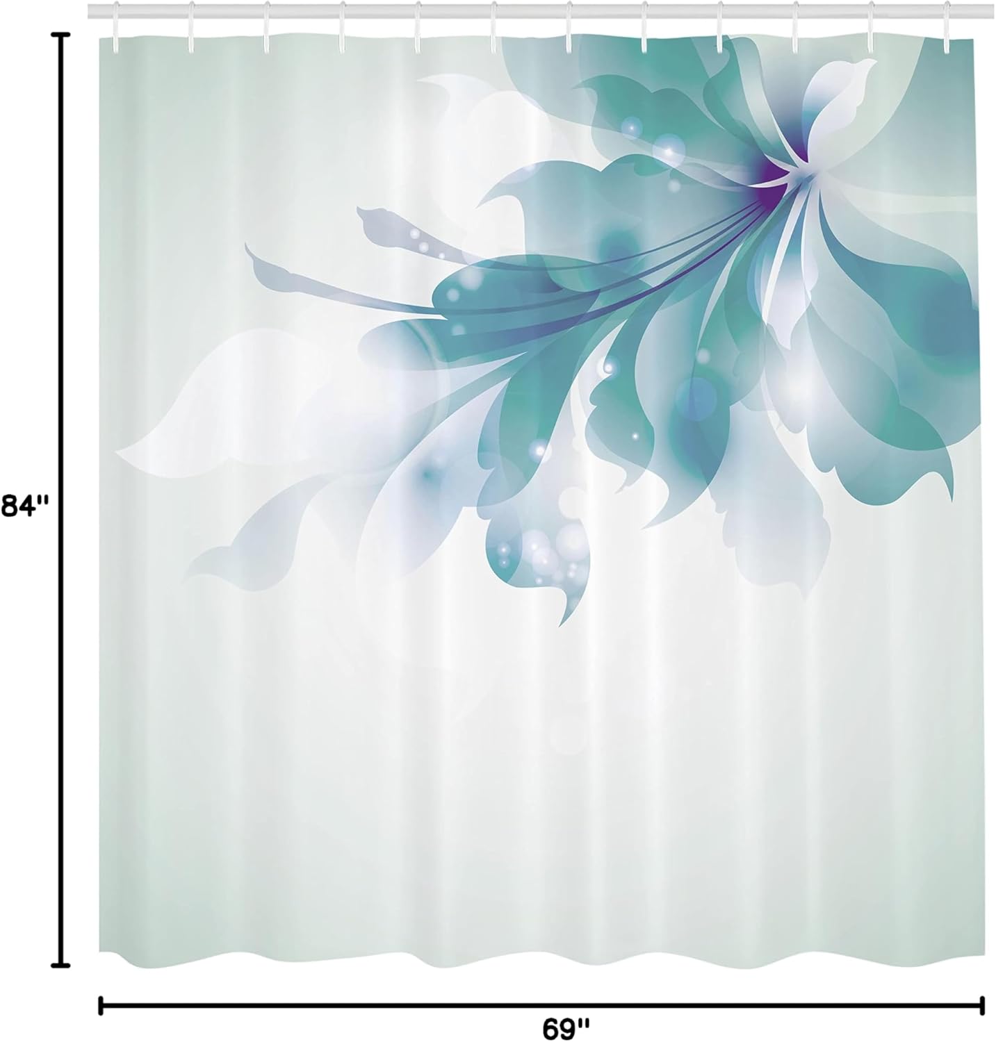 Ambesonne Abstract Shower Curtain, Color Gradient Effect Isolated Flower Petal Stem Forms Digital Artwork, Cloth Fabric Bathroom Decor Set with Hooks, 69" W x 75" L, Green Almond