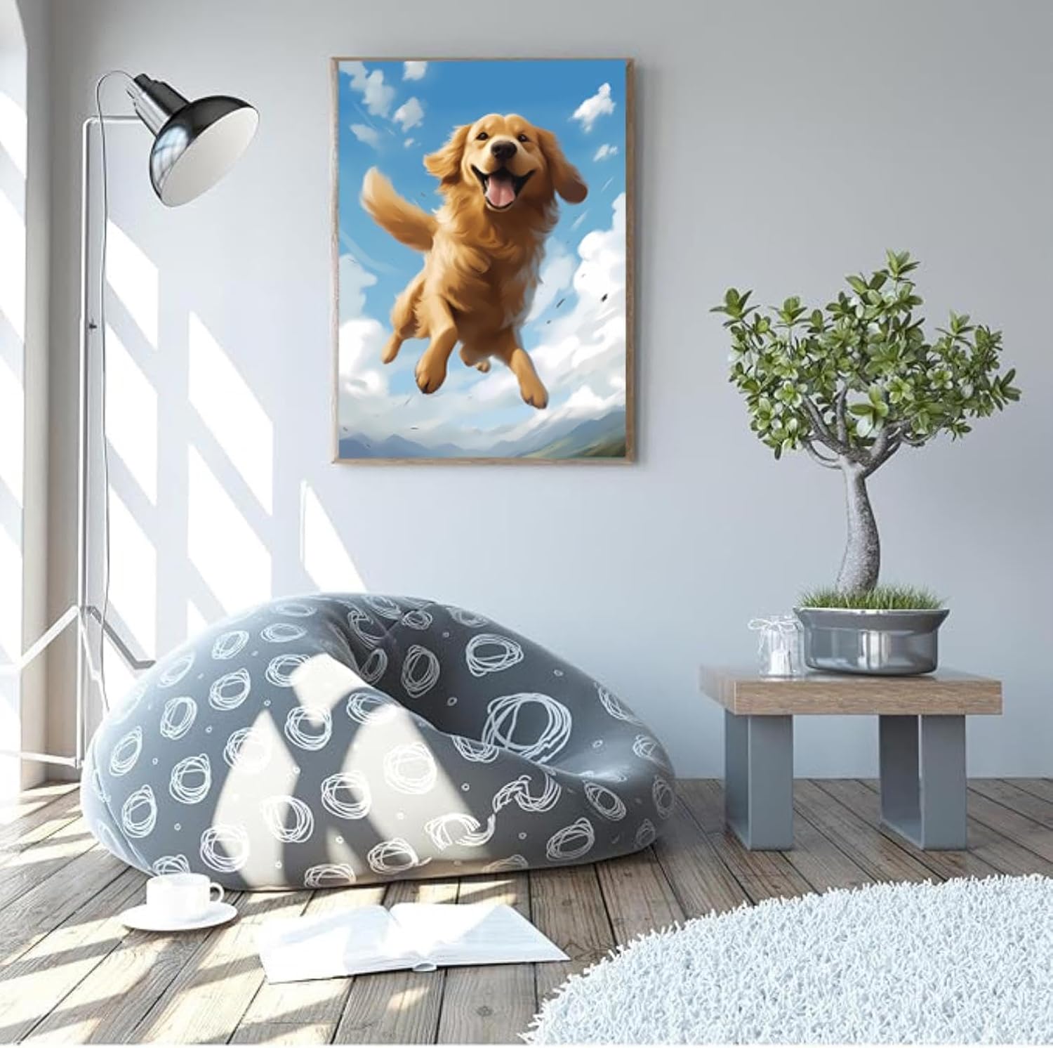 CUEAEAD 5D Diamonds Painting Kits for Adults,American Shepherd DIY Full Round Diamond Art Perfect for Cartoon Animal Handmade Gifts Interior Decoration Relaxation and Bathroom Decor 20x30 inch