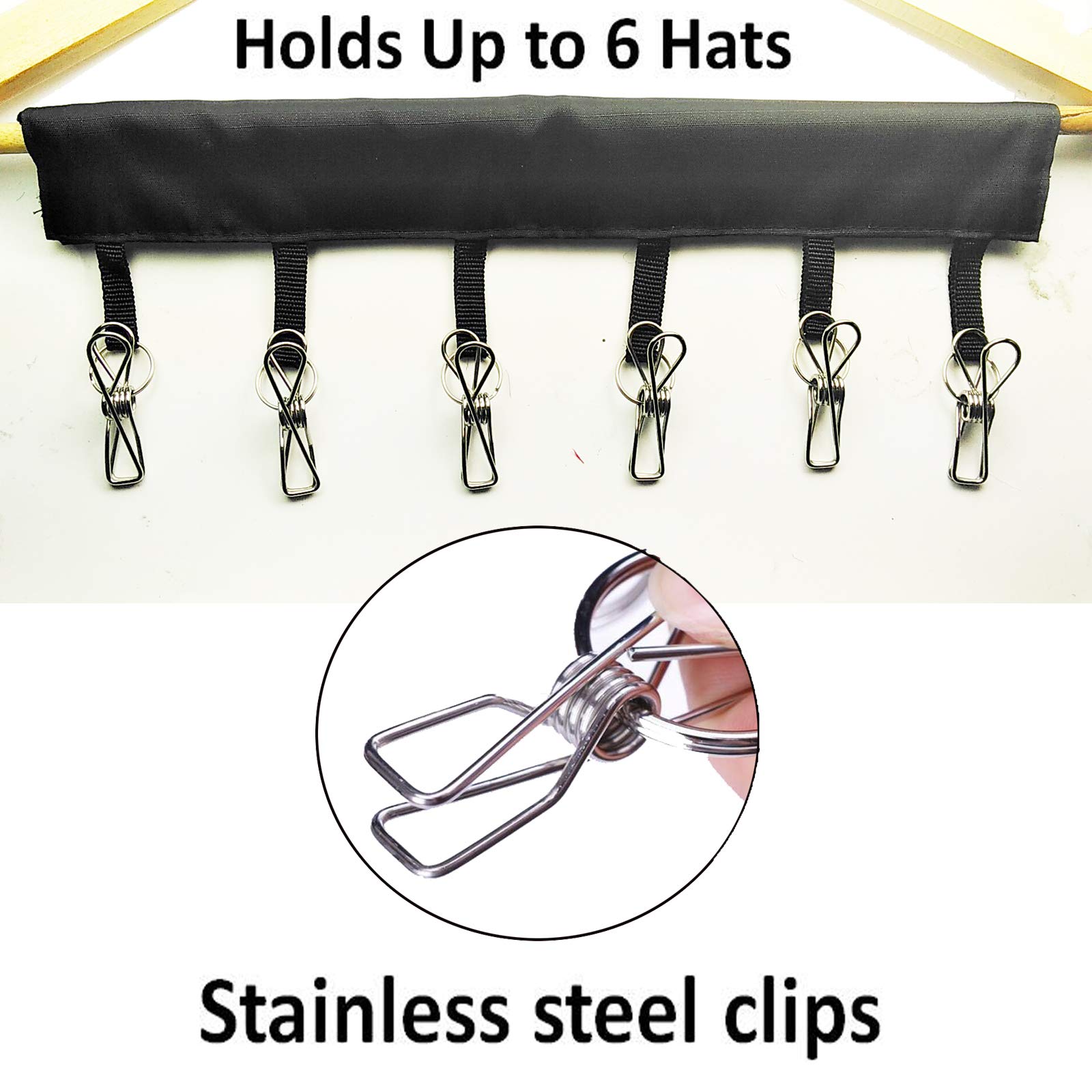Hat Organizer Hanger, Stainless Steel Clips Keeps Hats Clean. Hat Storage Baseball Cap Holder Hat Rack, Change Your Cloth Hanger to Cap Organizer Hanger - Keep Your Hats Cleaner Than a Hat Rack