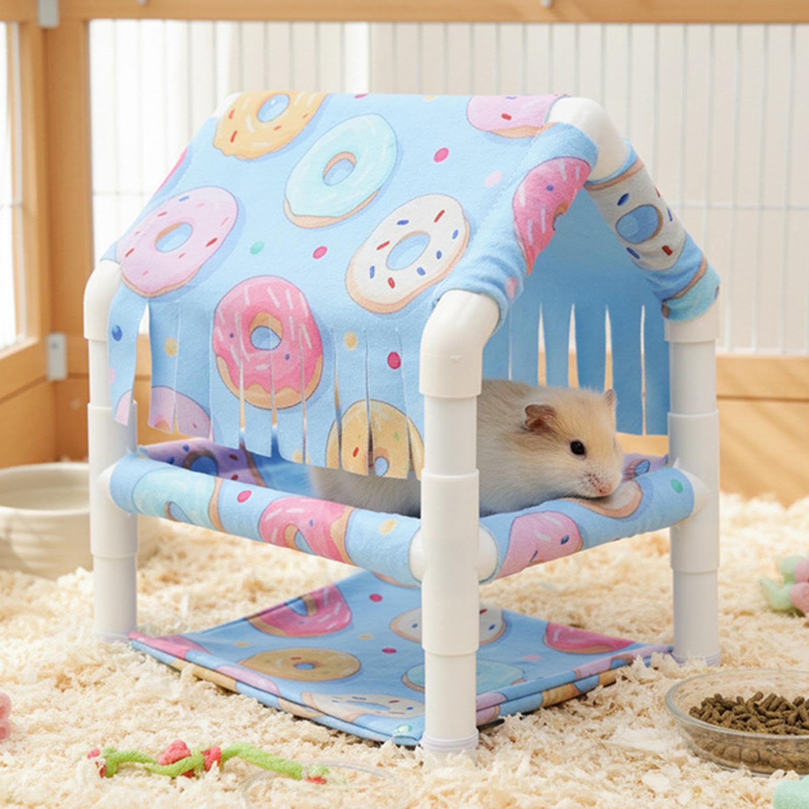 Casetta Per Criceti Arricchimento 2 Piani Smontabile Per Animali | Decorazione Gabbia, Riposo Criceti Adatto a Conigli, Gerbilli, Topi, Furetti, Casa, Appartamento, Fattoria